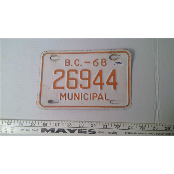 BC-68 Municipal Plate