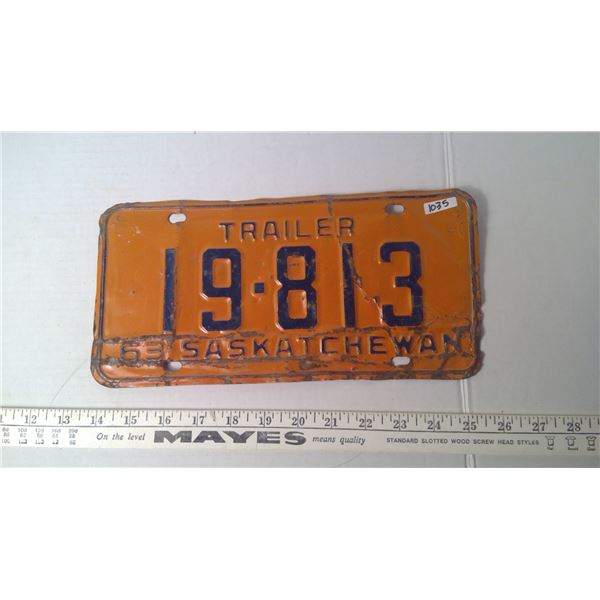 1963 SK Trailer Plate