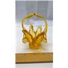 Image 1 : Amber Glass Floral Basket Décor