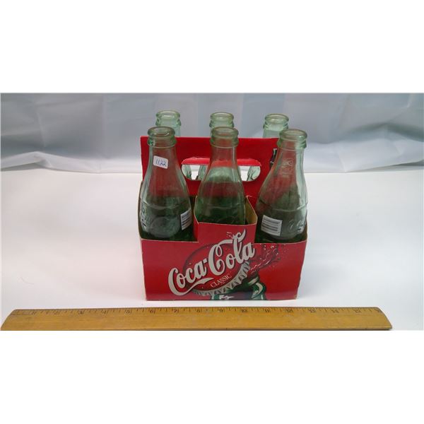 Vintage 6 Pack of Glass Coca-Cola Bottles w/ Packaging