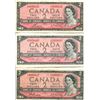 Image 1 : 3x 1954 Canadian $2 Bills