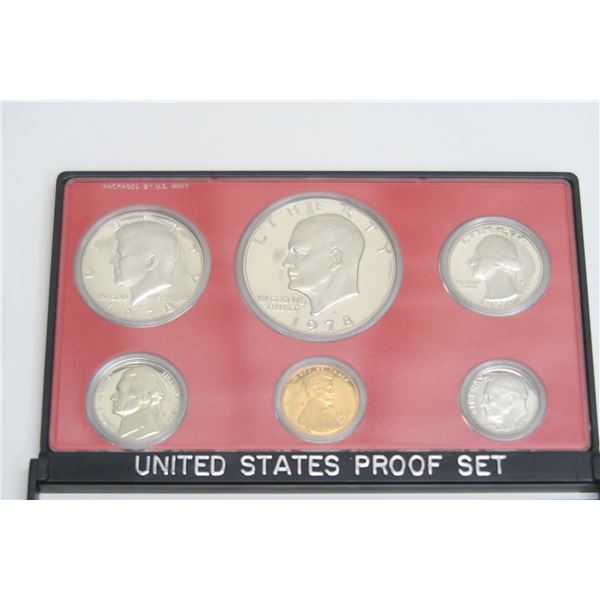 US Year Set - Proof 1978 6 Coin Set - 1, 5, 10, 25, 50 Cent & $1 Silver