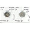 Image 1 : 2 Small Silver 5¢ 1912 & 1914 w/ Hole