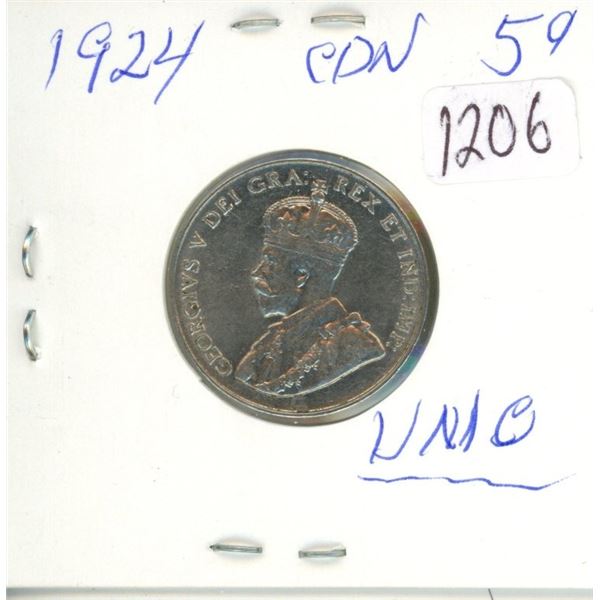 1924 UNC Silver 5¢