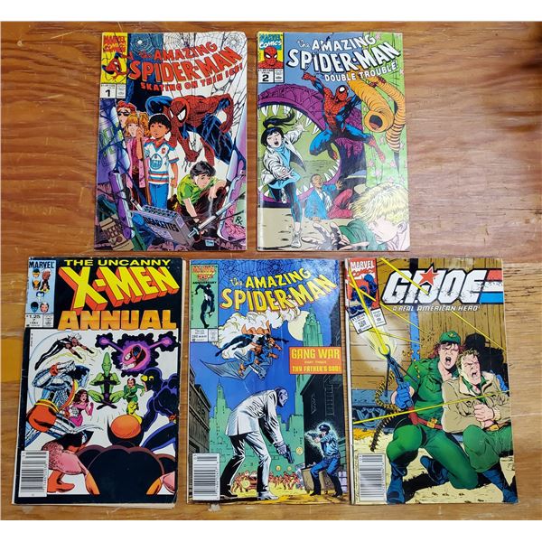 5 Marvel comics -Spiderman, G.I.Joe