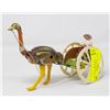 Image 1 : ANTIQUE TIN OSTRICH PULLING CART MECHANICAL