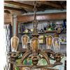 Image 2 : ANTIQUE CAST CHANDELIER W EDISON BULBS WORKING