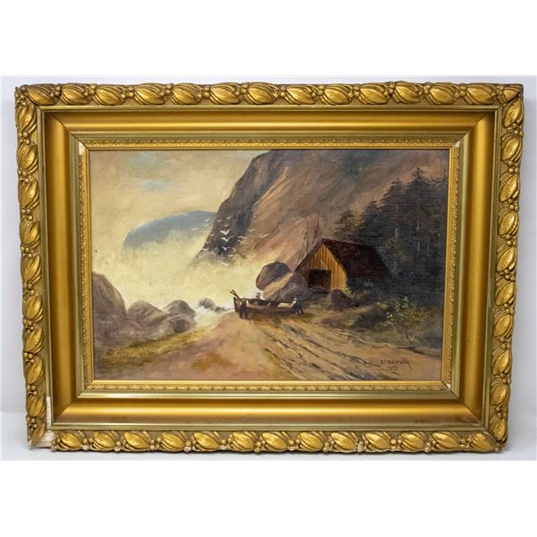 1921 RS GALBRAITH OIL ON CANVAS BOATING SCENE