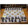 Image 1 : 1960S ARTIST MADE CUBIST CHESS SET ON TILE BOARD