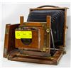 Image 1 : ANTIQUE WOODEN STUDIO CAMERA W FILTERS AND CASE