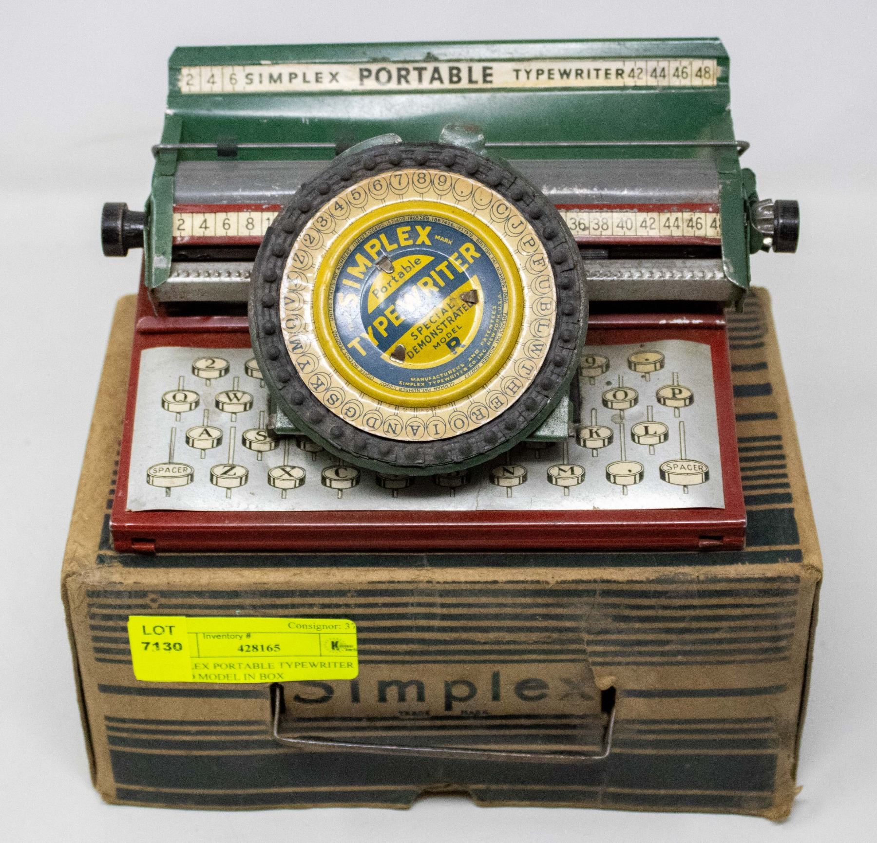 SIMPLEX PORTABLE TYPEWRITER DEMO MODEL IN BOX