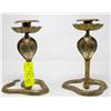 Image 1 : PAIR VINTAGE COBRA BRASS CANDLE HOLDERS