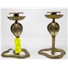 Image 1 : PAIR VINTAGE COBRA BRASS CANDLE HOLDERS