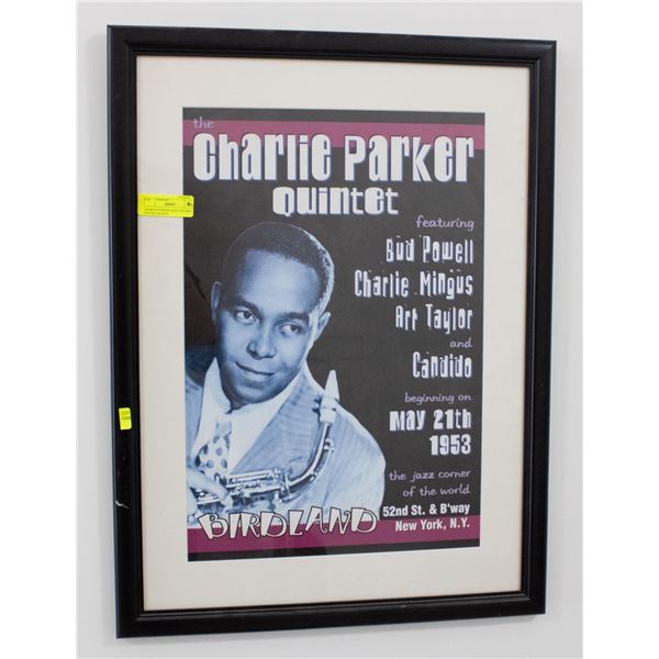 CHARLIE PARKER JAZZ CONCERT POSTER FRAMED