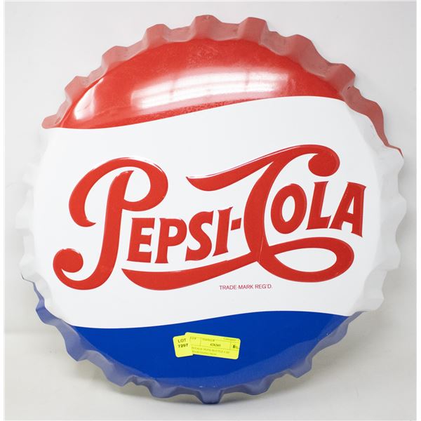 VINTAGE PEPSI BOTTLE CAP ADVERTISING SIGN