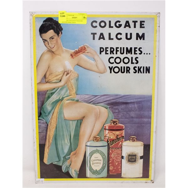 VINTAGE COLGATE TALCUM ADVERTISING SIGN