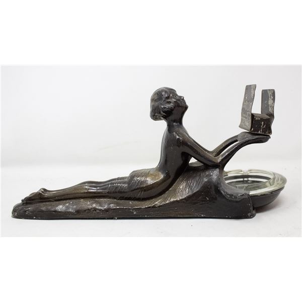 ART DECO FIGURAL FEMALE ASHTRAY