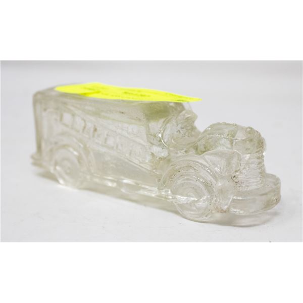 ANTIQUE GLASS CANDY JAR FIRE TRUCK