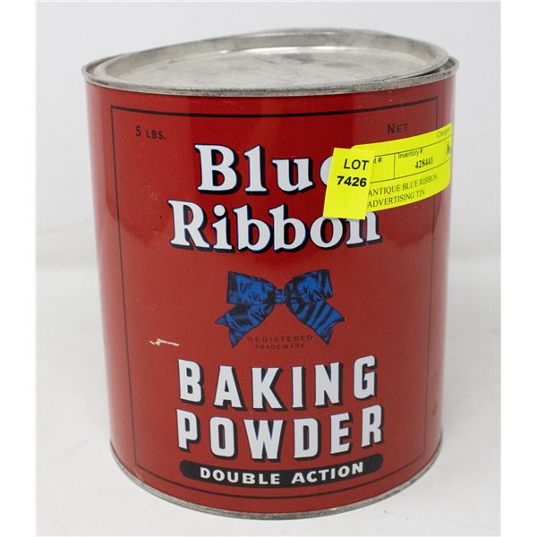 ANTIQUE BLUE RIBBON ADVERTISING TIN