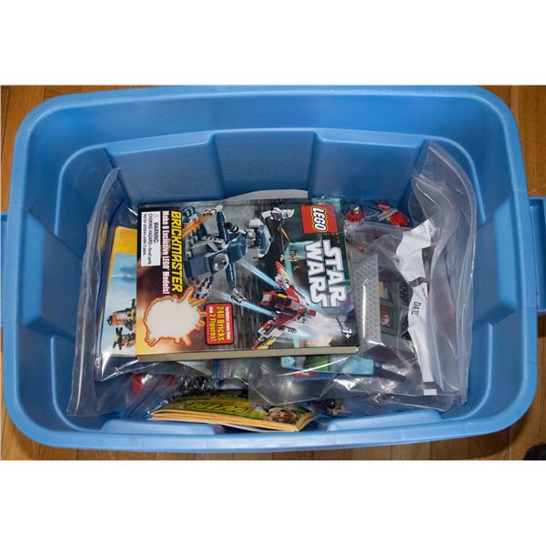 BIN FULL OF VINTAGE LEGO SETS WITH INSTRUCTIONS