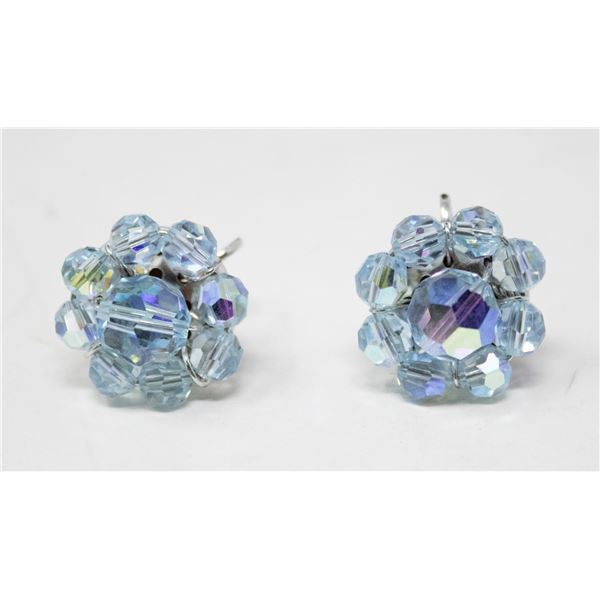 VINTAGE BLUE CRYSTAL EARRINGS