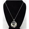 Image 1 : SILVER TONE GLASS INSET PENDANT AND CHAIN