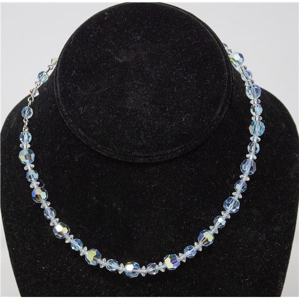 BLUE CRYSTAL BEADED NECKLACE