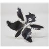 Image 1 : BLACK AND SILVER TONE FLORAL BROOCH