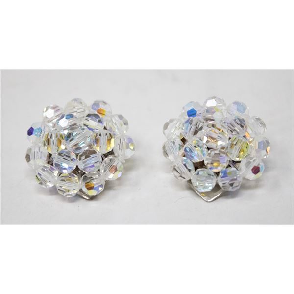 VINTAGE COSTUME JEWELRY CRYSTAL EARRINGS