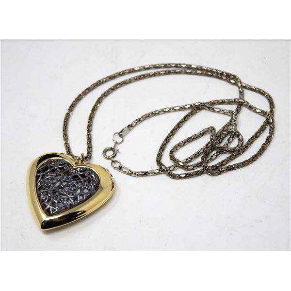 GOLD TONE FILIGREE HEART PENDANT AND CHAIN