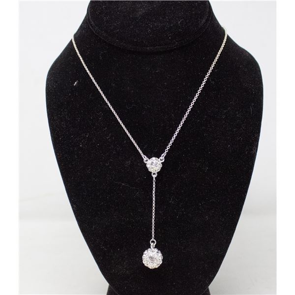 ORNATE RHINESTONE BALL DROP NECKLACE