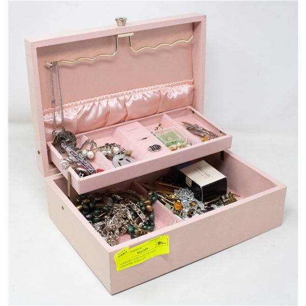 JEWELRY BOX FULL OF OLD COSTUME JEWELRY