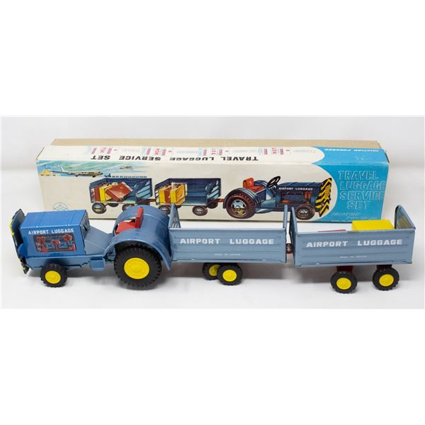 LARGE 1950S TIN AIRPORT TRUCK SET MINT IN BOX