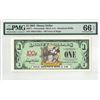 2002 $1 Steamboat Willie Disney Dollar PMG 66EPQ