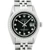 Image 1 : Rolex Mens Stainless Steel Black String Diamond 36MM Datejust