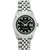 Image 2 : Rolex Mens Stainless Steel Black String Diamond 36MM Datejust