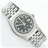 Image 3 : Rolex Mens Stainless Steel Black String Diamond 36MM Datejust