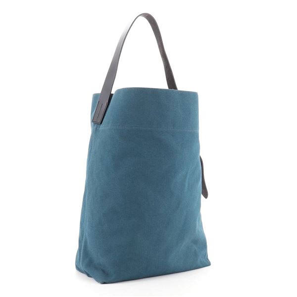Hermes Etriviere Shoulder Bag Toile and Leather Blue