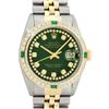 Image 1 : Rolex Mens 2T Green String And Emerald Datejust Wristwatch 36MM