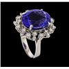 Image 4 : 11.09 ctw Tanzanite and Diamond Ring - 14KT White Gold