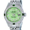 Image 1 : Rolex Ladies Stainless Steel Green Diamond & Emerald Datejust 26MM Wristwatch