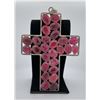 Image 1 : Very Large Sterling Silver Garnet Cross Necklace