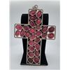 Image 2 : Very Large Sterling Silver Garnet Cross Necklace