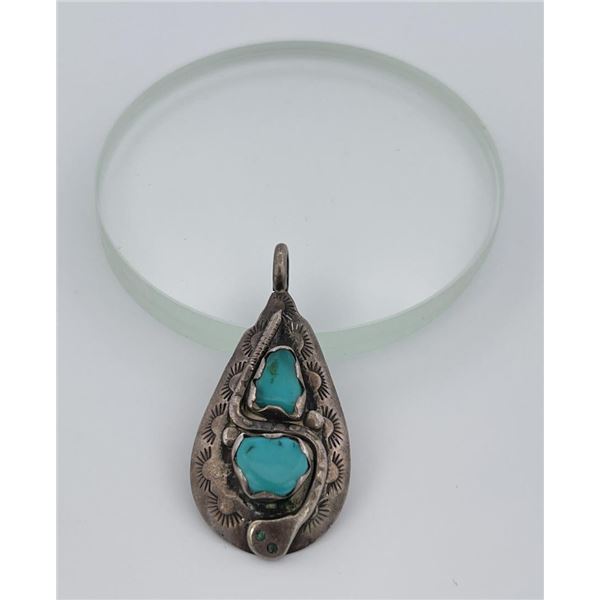 Effie Calavaza Sterling Silver Turquoise Pendant