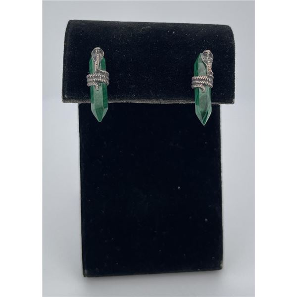 Sterling Silver Malachite Cobra Earrings