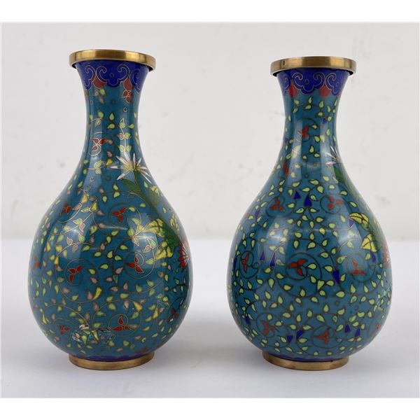 Pair of Antique Chinese Cloisonne Vases