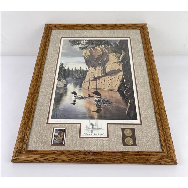 Derk Hansen Loons Print Stamp and Coins