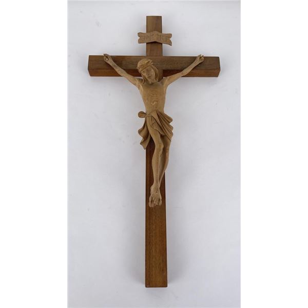Antique Anri Italian Wood Carved Crucifix