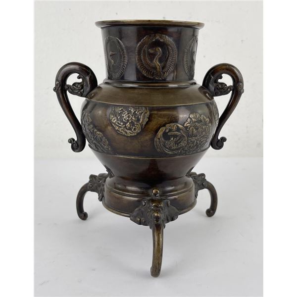 Antique Japanese Bronze Ikebana Vase