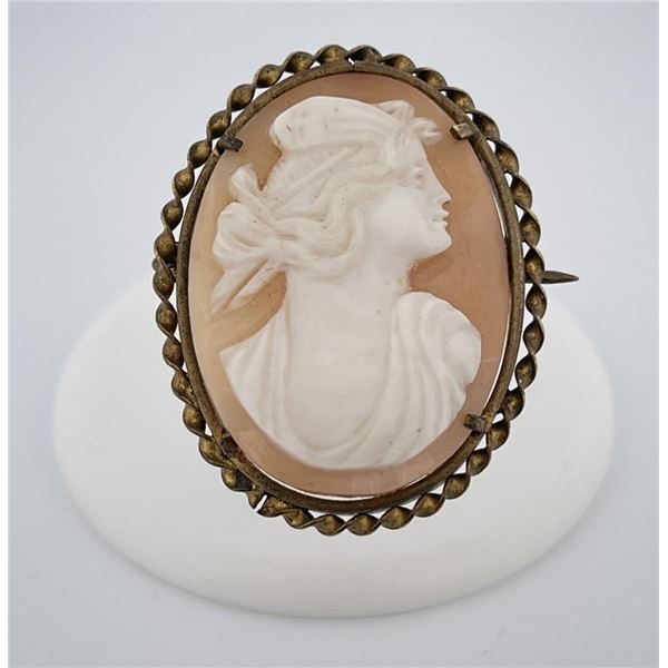 Antique Victorian Gold Filled Shell Cameo Brooch